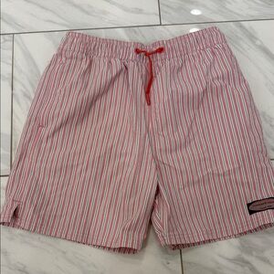 Vineyard Vines Kids Red and White Striped Swim Trunks